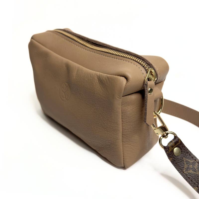 Val Shoulder Bag with Monogram Logo – Upcycled Mocha Mousse