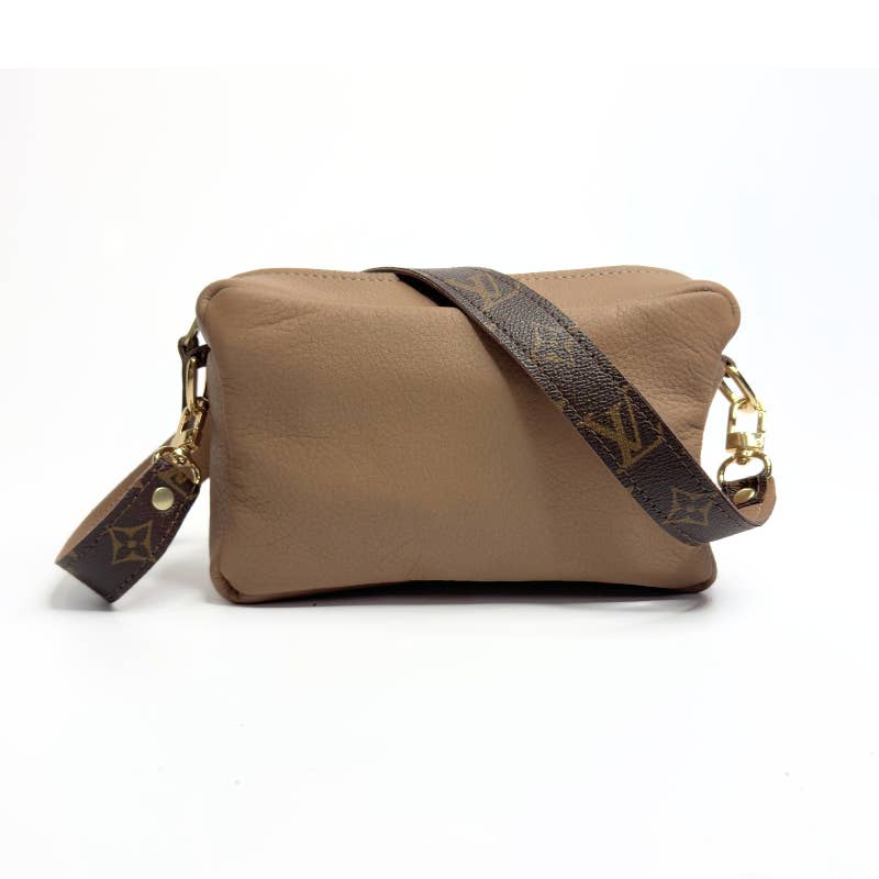 Val Shoulder Bag with Monogram Logo – Upcycled Mocha Mousse