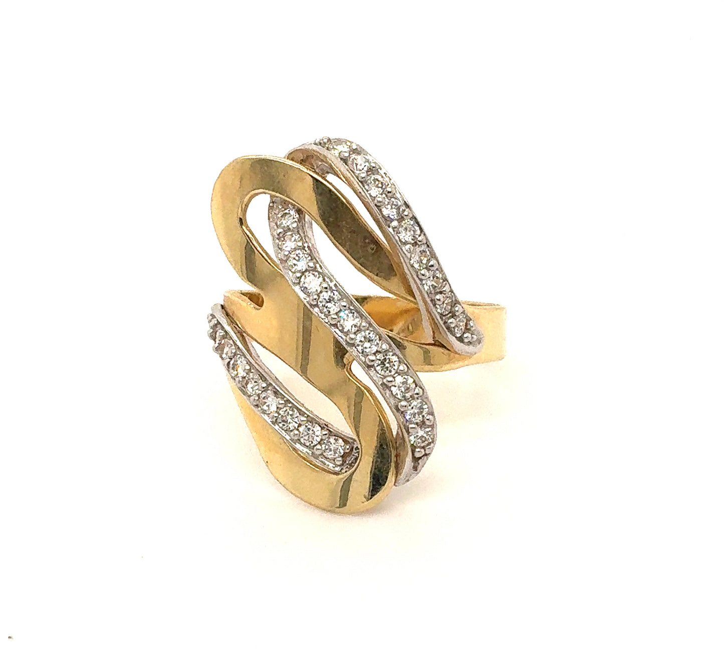 14K Yellow Gold Free Form Statement Ring – Size 7.75