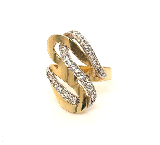 14K Yellow Gold Free Form Statement Ring – Size 7.75