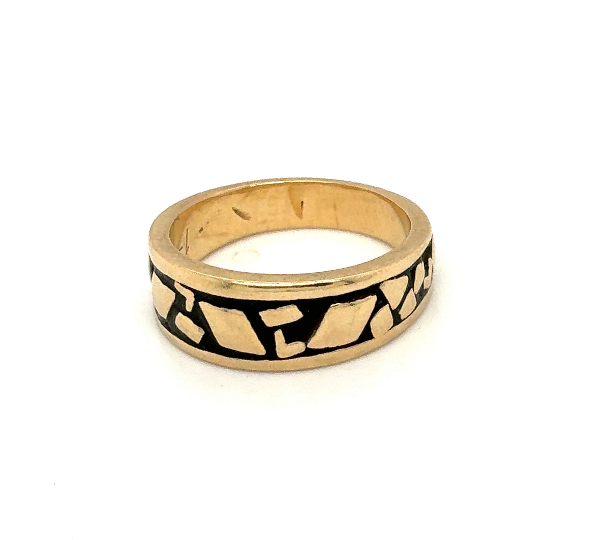 14K Yellow Gold Ring with Textured Shapes – Size 5.75