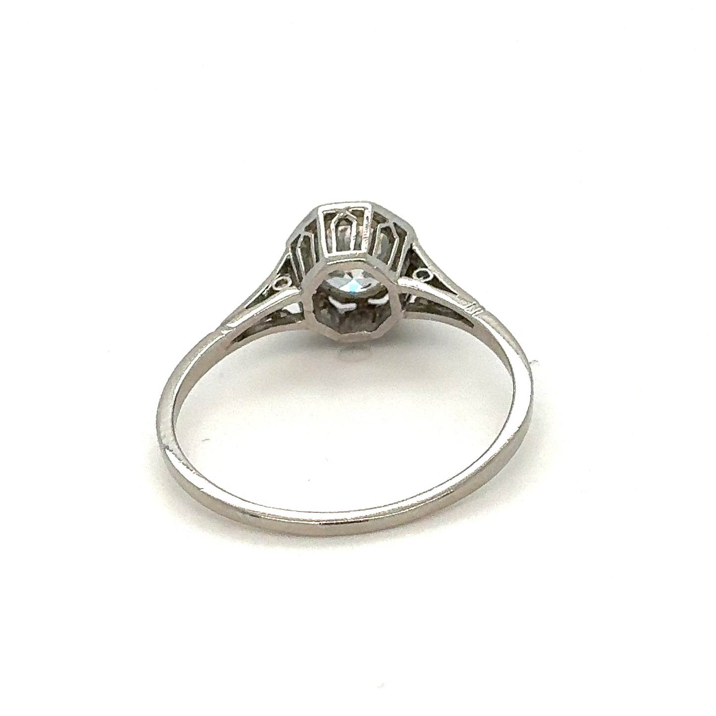 Estate Platinum Engagement Ring with Round Center Diamond & Accent Diamonds – Size 6.75