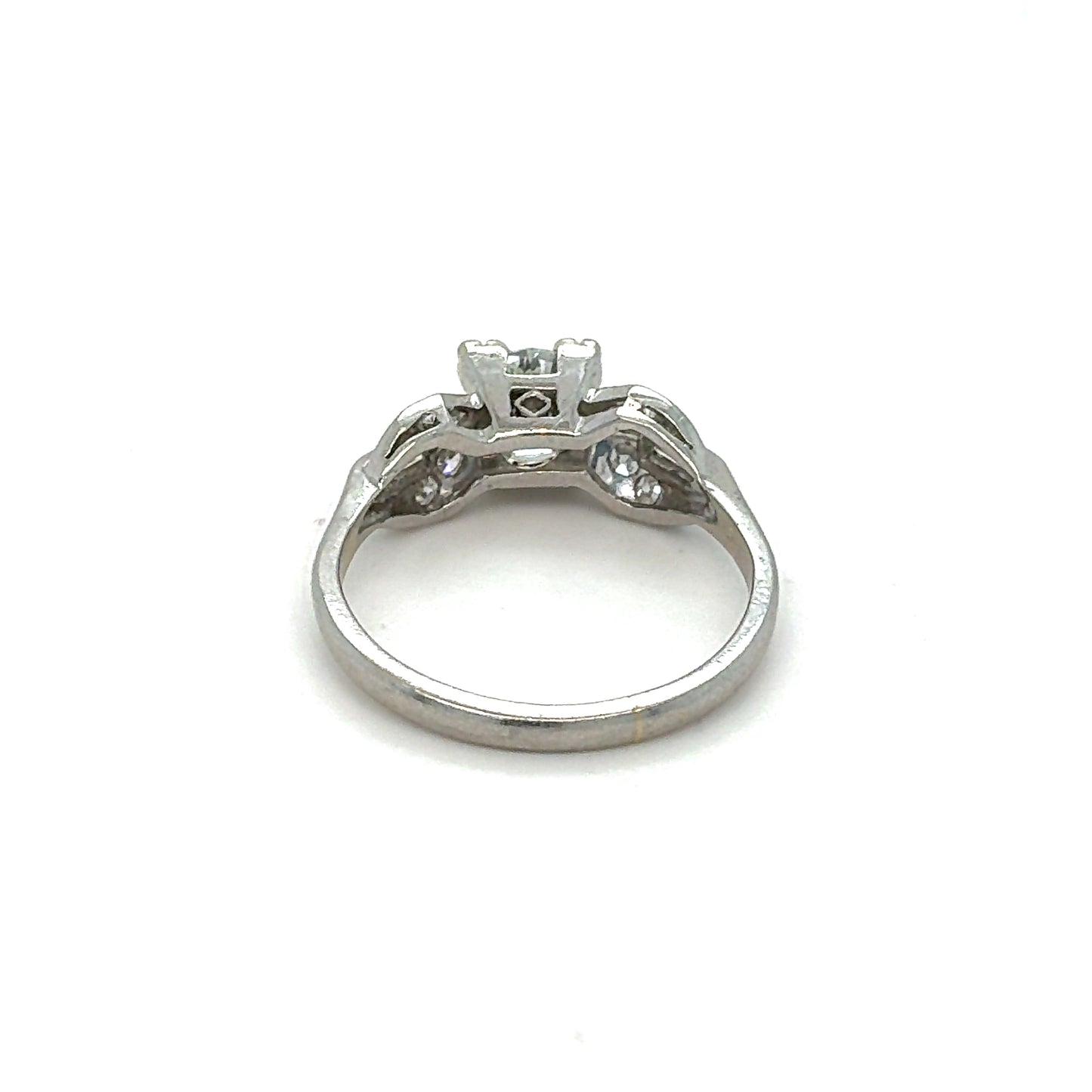 Estate Platinum .75CT Diamond Ring with Round & Baguette Accents