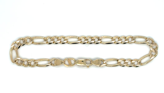 14K Yellow Gold Estate Figaro Bracelet 9"