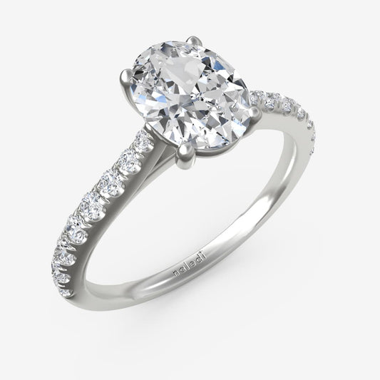 Tapered Up Diamond Shank Cathedral Setting Engagement Ring Semi-Mount