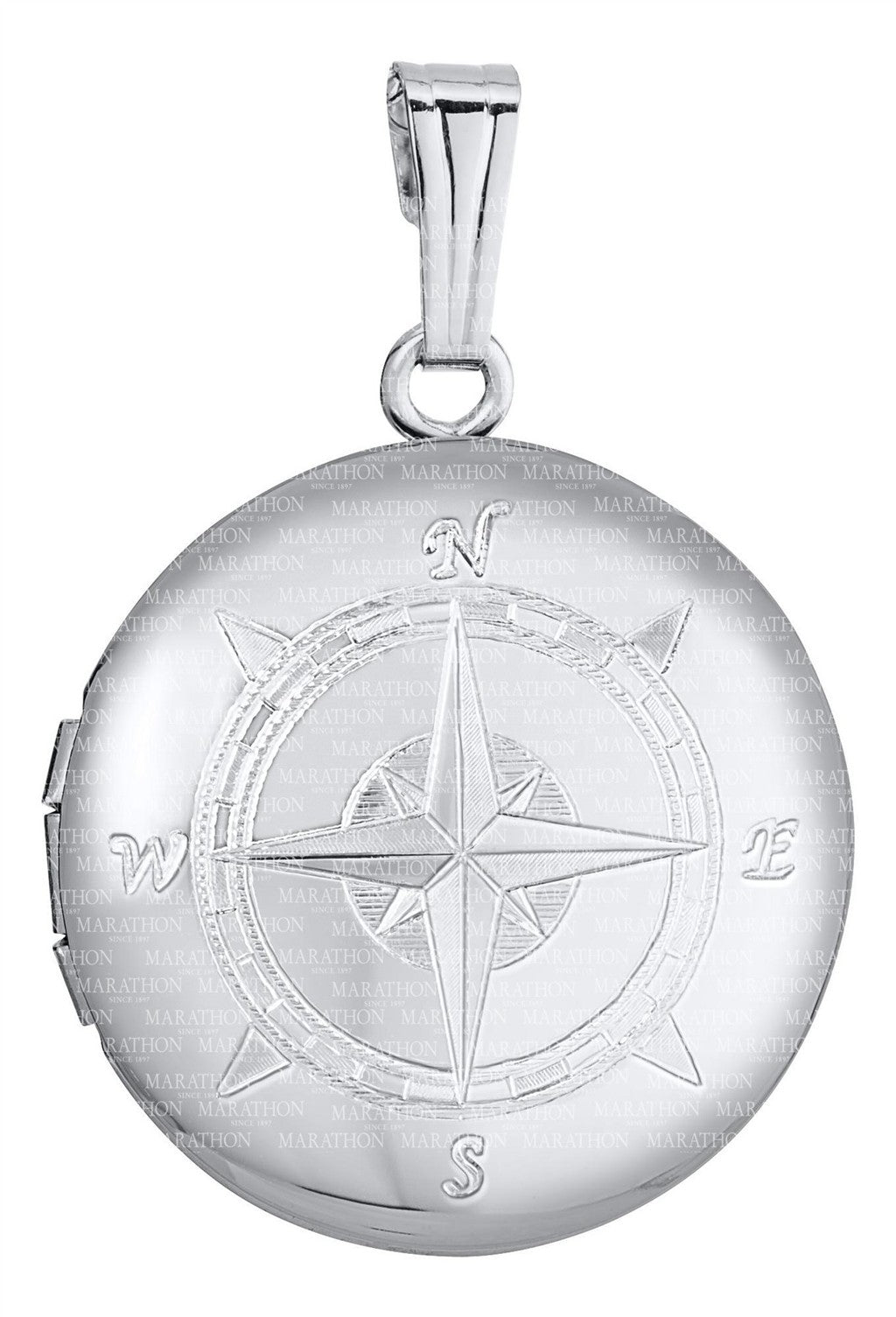 Adult Sterling Silver Round Locket with Compass