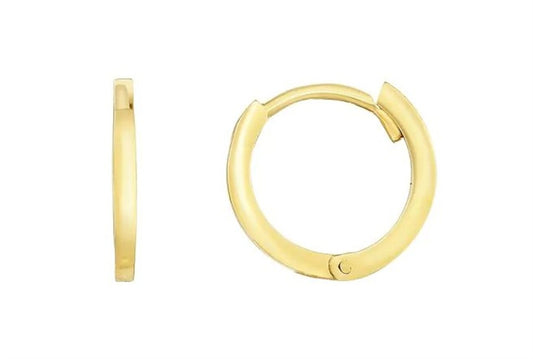 14K Yellow Gold Thin Polished Huggie Earrings – 11.5mm Snap-Back