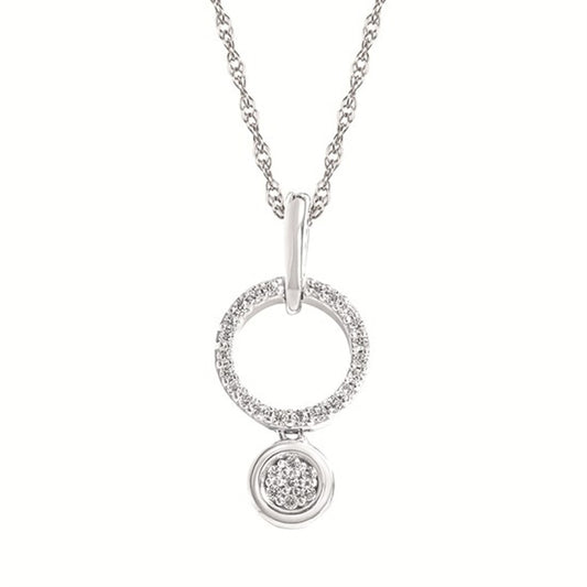 .09 Ctw Diamond Circle Pendant in Sterling Silver with 18" Chain | Parker Jewelers