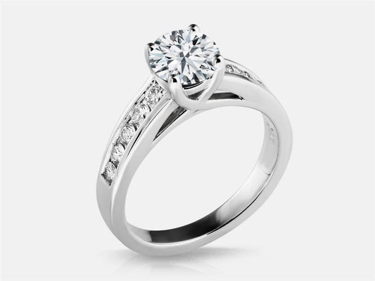 Diamond Channel Shank with Trellis Cathedral Setting Engagement Ring Semi-Mount