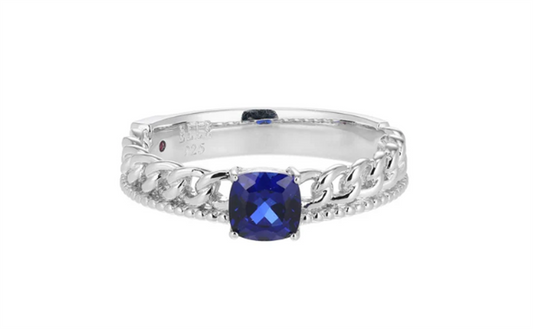 ELLE Weave Collection Lab-Created Sapphire Ring in Sterling Silver  Size 7