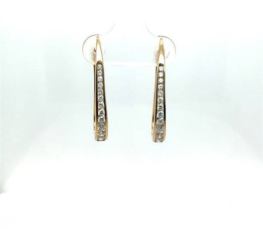 14K Yellow Gold Dangle Estate Earrings with Graduated Diamonds