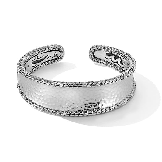 JAI Sterling Silver Hammered Cuff Bangle with Bask | Silver Bracelets