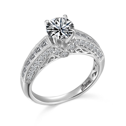 Exquisite Diamond Ring with Delicate Gallery Semi-Mount