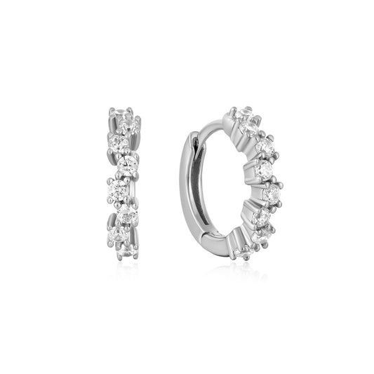 Ania Haie Radiant SS Sparkle Cluster Huggie Hoop Earrings