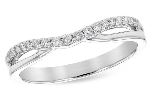 14K White Gold .17CTW Diamond Curved Double Band Ring