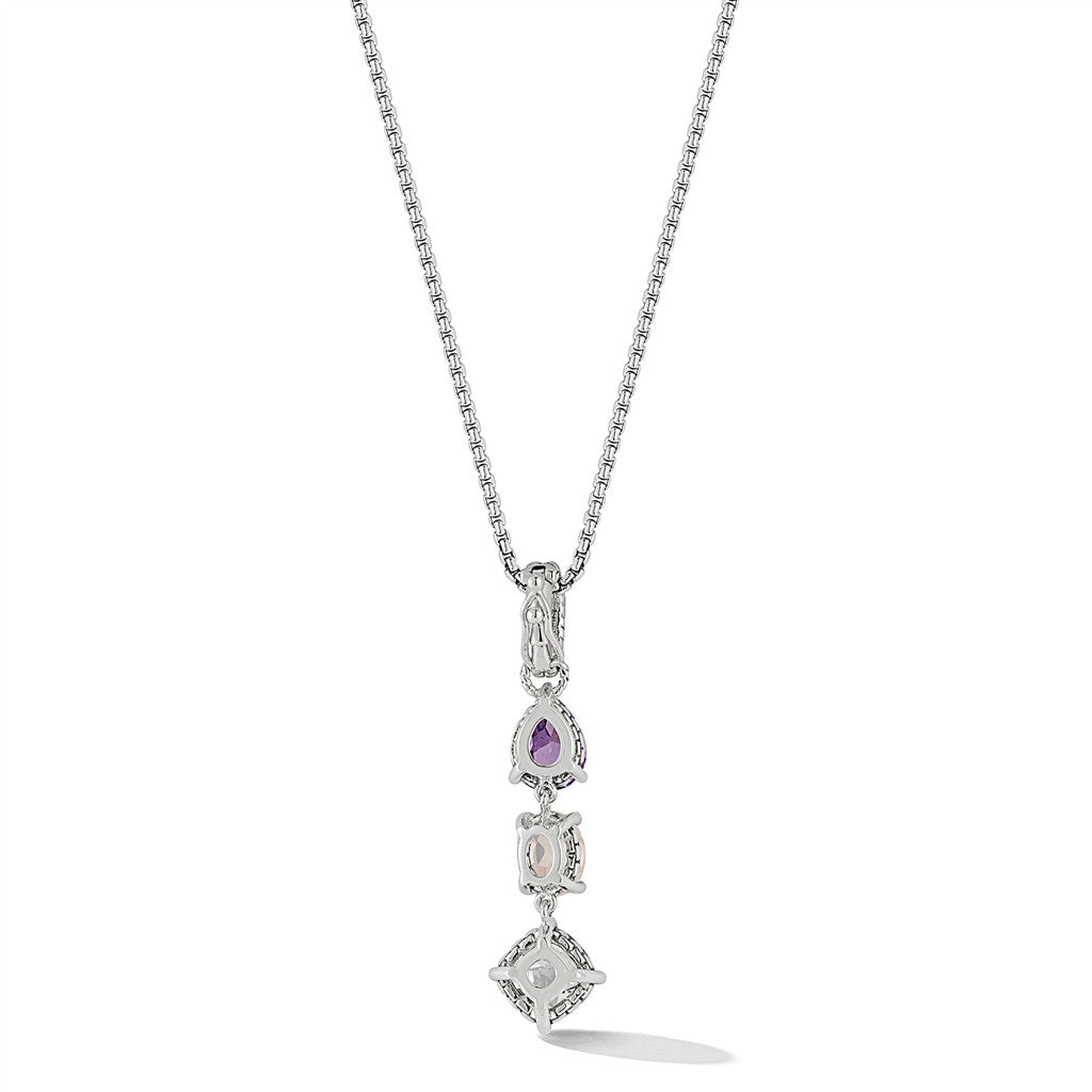 JAI Sterling Silver Multi Gemstone ICE Pendant wit | Silver Necklaces
