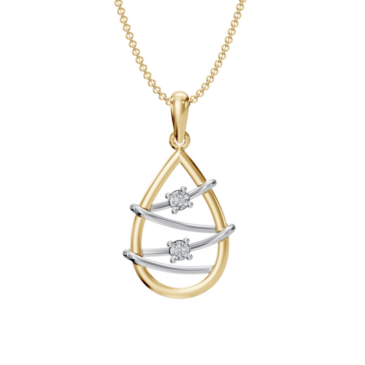 10K Two-Tone Diamond Teardrop Heart Strings Pendant – .10CTW – Parker Jewelers Carlisle PA