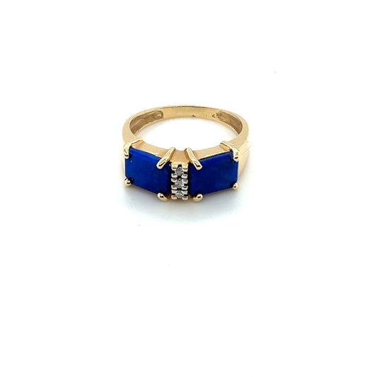 Elegant 14K Yellow Gold Estate Ring with Lapis Stones