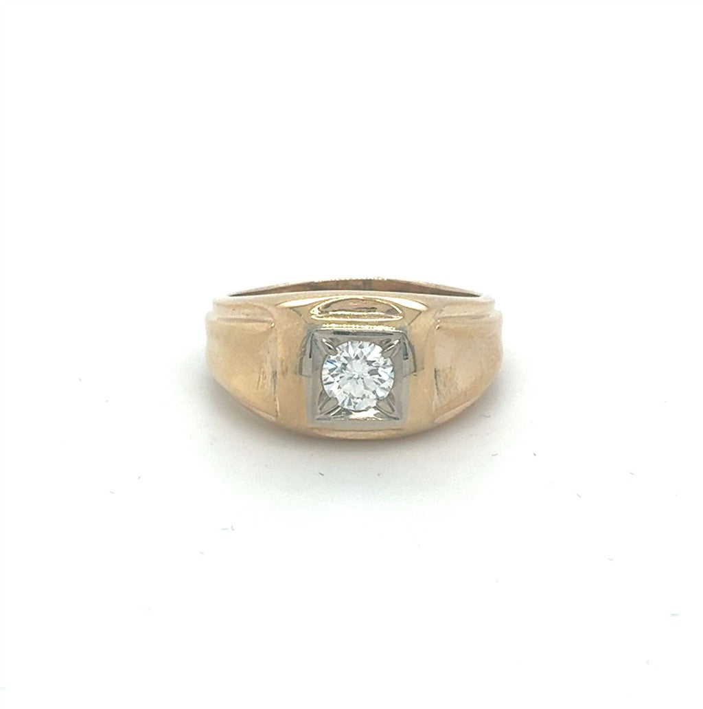14K Yellow Gold Gents Diamond Ring
