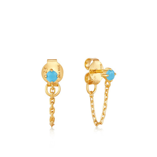 Chic Ania Haie Turquoise Chain Drop Stud Earrings