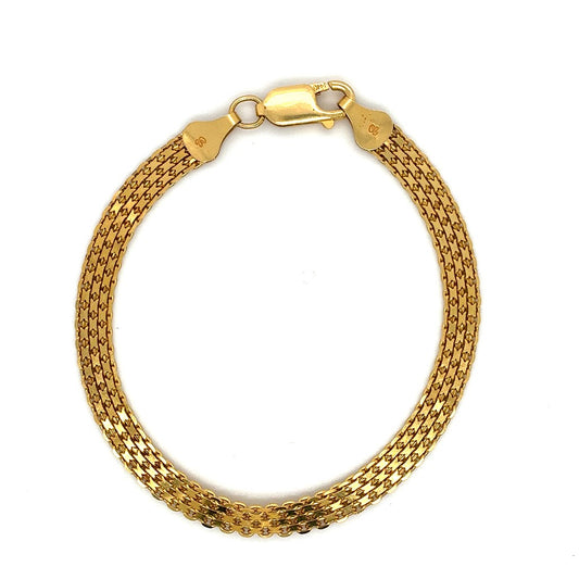 14K Yellow Gold Flat Woven Link Bracelet – 7"