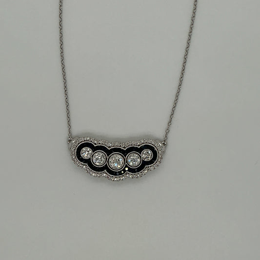 14KWG Diamond & Sapphire Necklace