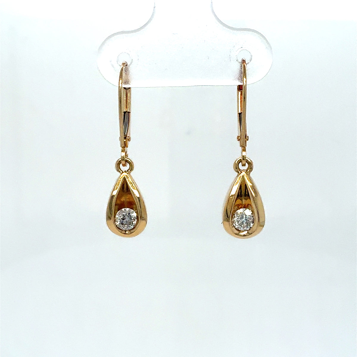 Estate 14K Yellow Gold Diamond Leverback Earrings