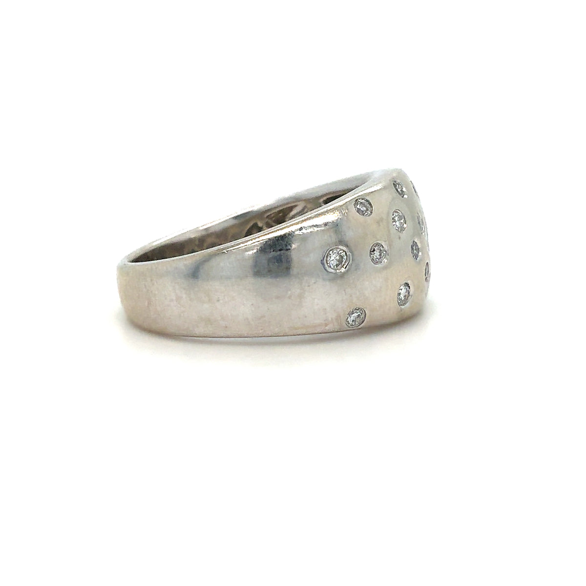 Estate 14K White Gold Scattered Diamond Flush-Set Ring