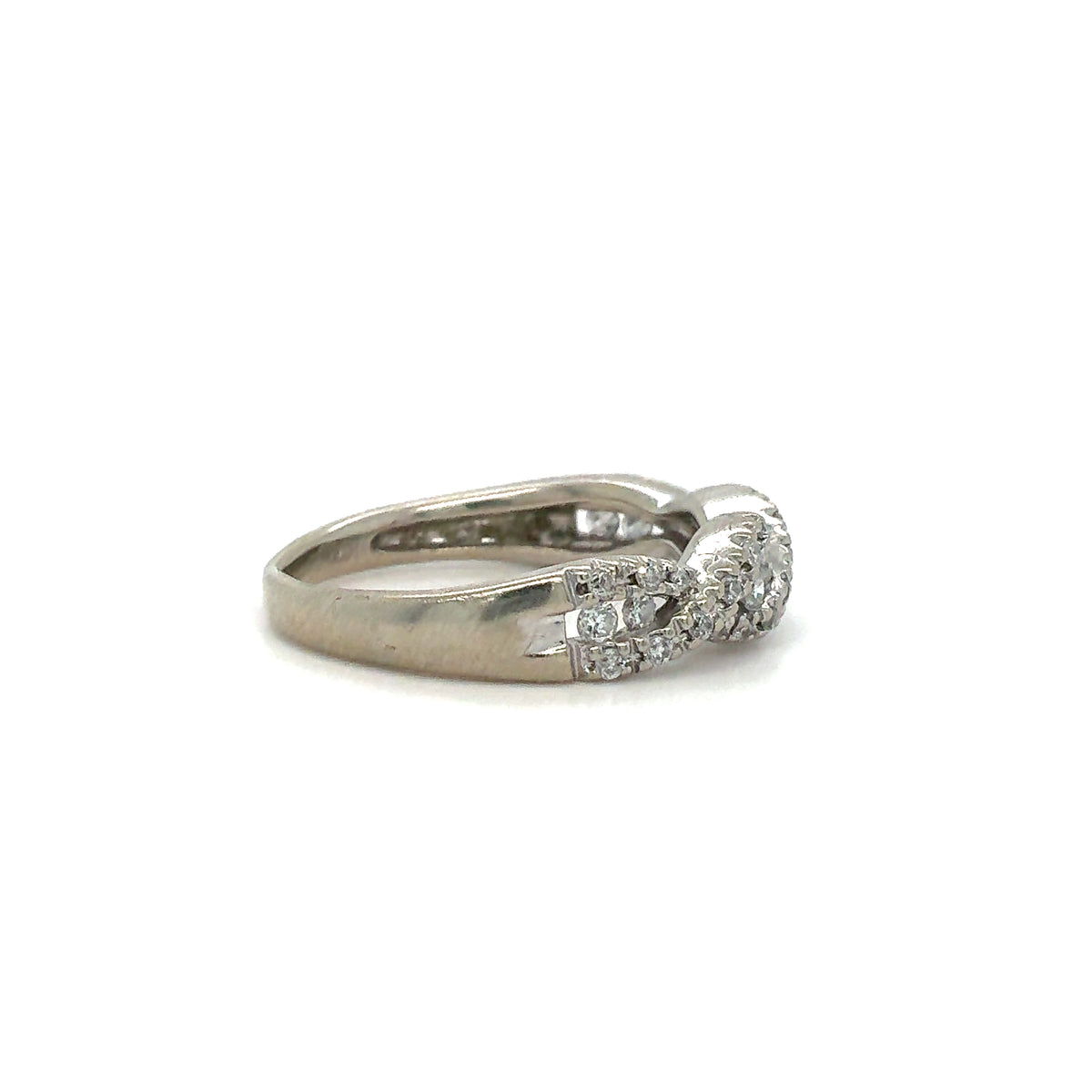 Estate 10K White Gold Ladies Twisted Diamond Ring – Size 5.5