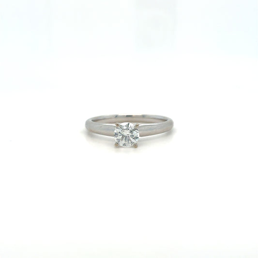 Estate 14K White Gold Round Brilliant-Cut Diamond Solitaire Engagement Ring – Size 7