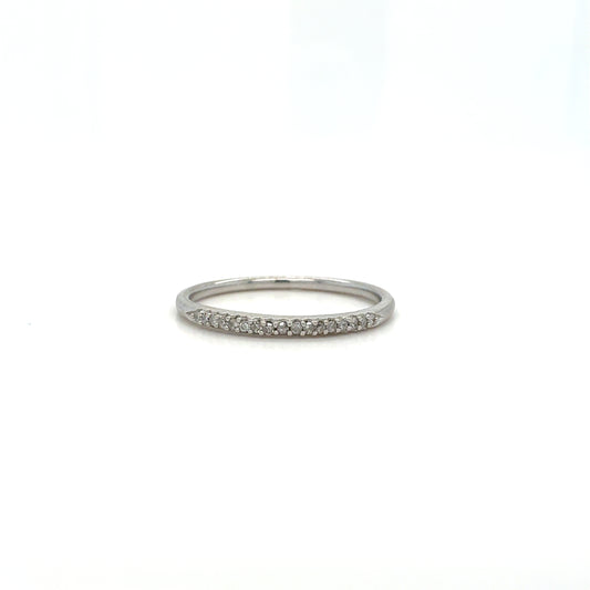 Estate 14K White Gold Round Brilliant-Cut Diamond Wedding Band – Size 9