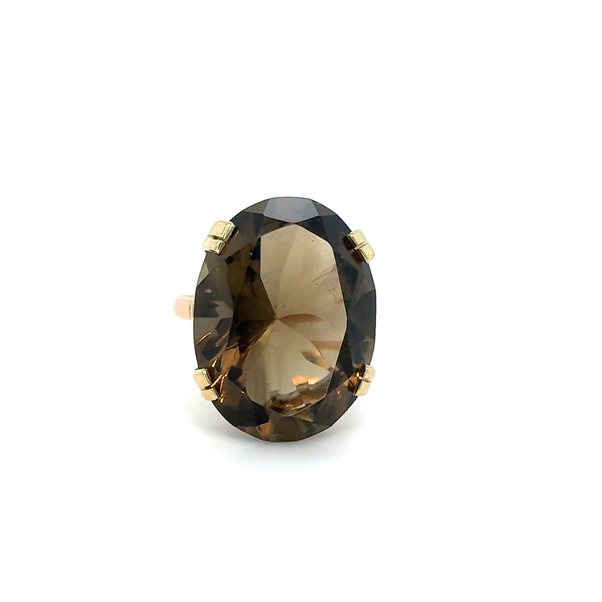 Estate 14K Yellow Gold Ladies Ring with Oval Brown Center Stone – Size 5.5