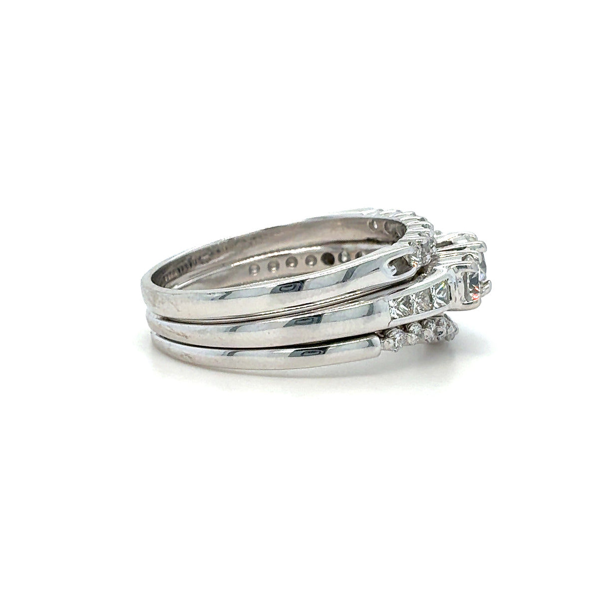 Estate 14K White Gold Ladies Diamond Wedding Set – Size 7.5