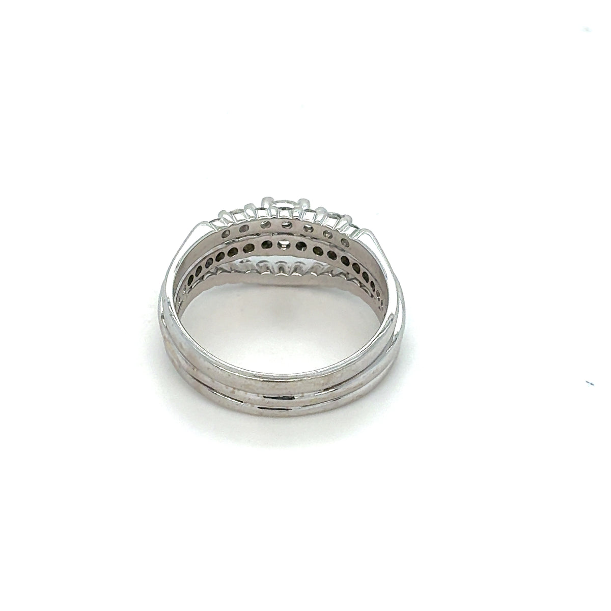 Estate 14K White Gold Ladies Diamond Wedding Set – Size 7.5
