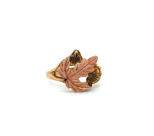 10K Yellow & Rose Gold Leaf Design Ring