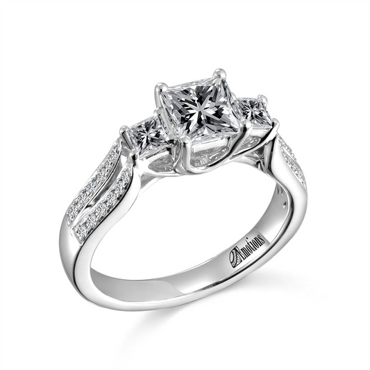 3-Stone Fancy Semi-Mount Engagement Ring