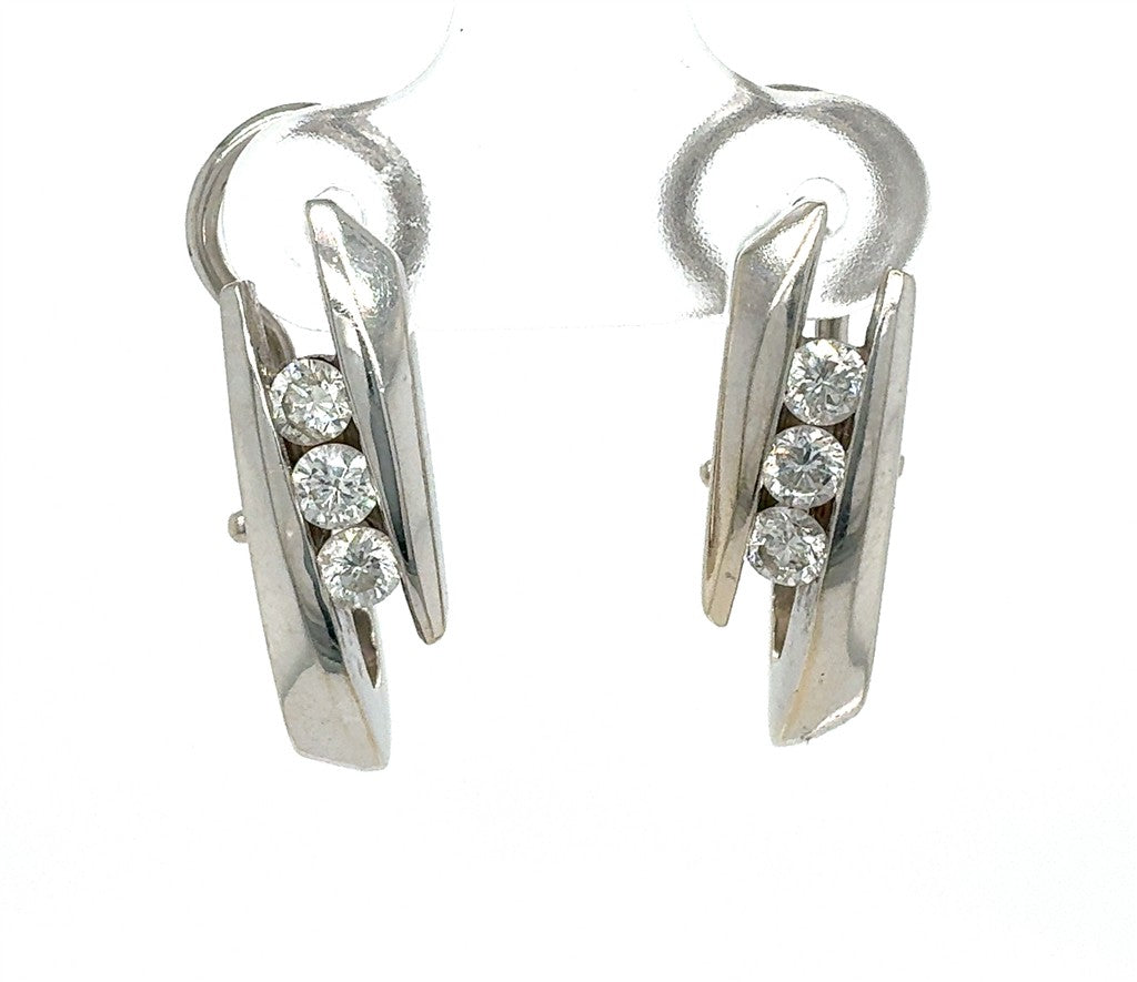 14K White Gold Freeform Earrings with Approx. 0.5CTW Diamonds