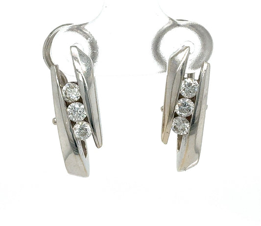 14K White Gold Freeform Earrings with Approx. 0.5CTW Diamonds