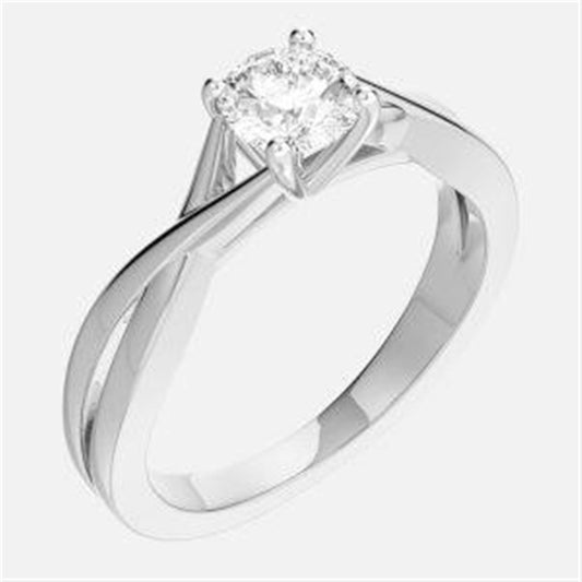 Criss-Cross Split Plain Shank Solitaire Engagement Ring Semi-Mount