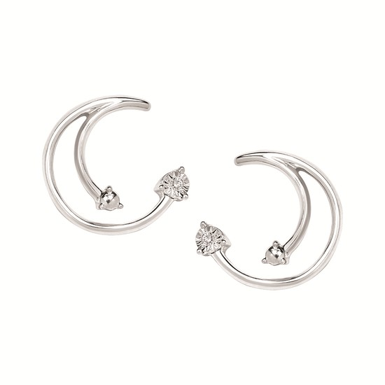 Diamond Swirl Earrings in Sterling Silver
