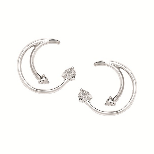 Diamond Swirl Earrings in Sterling Silver