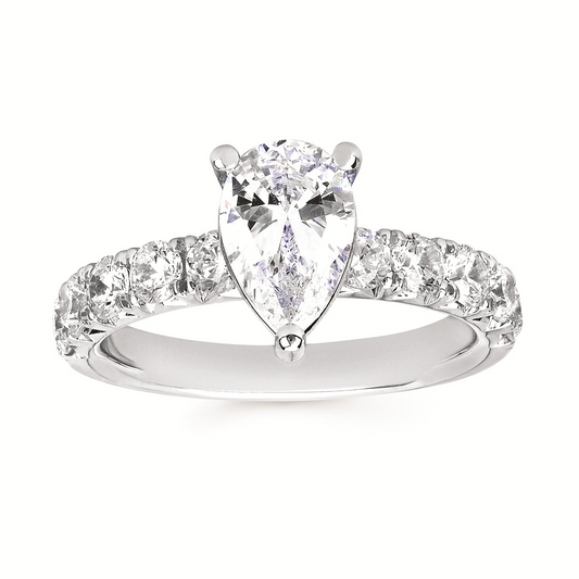 Elegant 1 Ctw. Diamond Semi Mount with 1.50 Ct. Pear Center