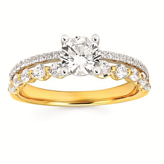 Classic Bridal: 1/2 Ctw. Diamond Semi Mount with 3/4 Ct. Round Center Diamond in 14K Gold