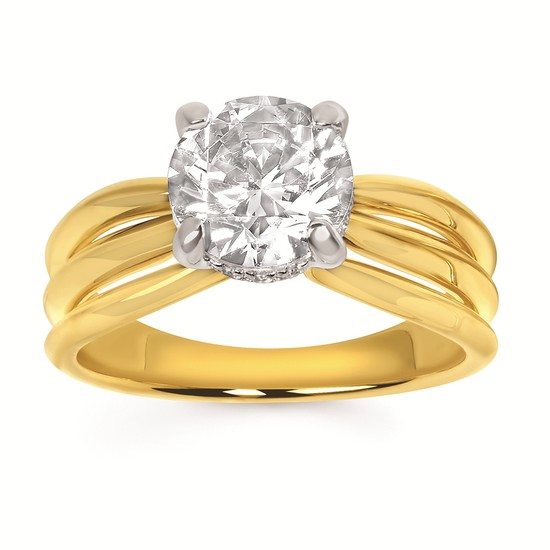 Classic Bridal: 0.07 Ctw. Diamond Semi Mount with 2 Ct. Round Center Diamond in 14K Gold