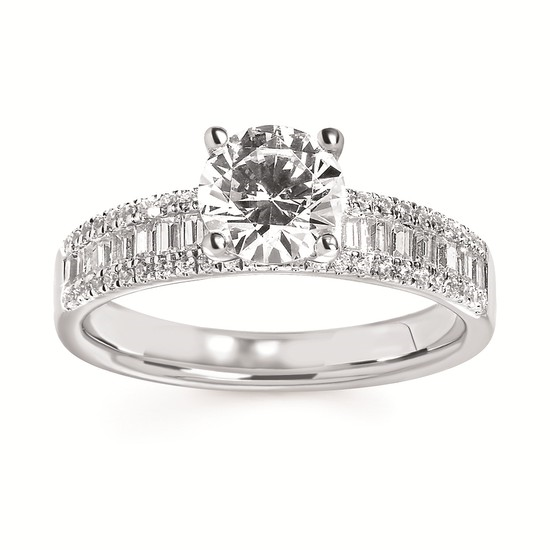Classic Bridal 1/2 Ctw. Diamond Semi Mount with 1 Ct. Round Center in 14K Gold