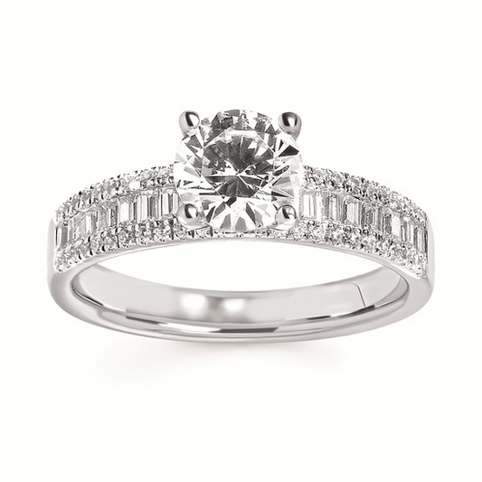 Classic Bridal 1/2 Ctw. Diamond Semi Mount with 1 Ct. Round Center in 14K Gold