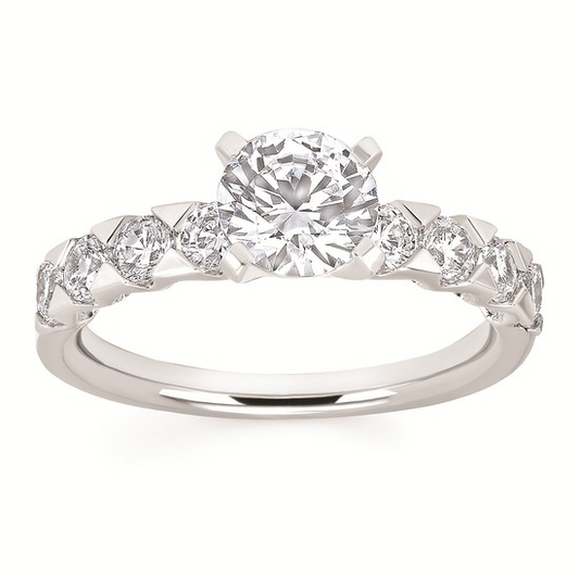 : Modern Bridal 3/4 Ctw. Diamond Semi Mount with 1.50 Ct. Round Center in 14K Gold