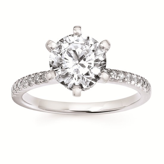 Classic Bridal: Diamond Semi Mount with 2 Ct. Round Center Diamond in 14K Gold (7.8MM - 9.0MM)