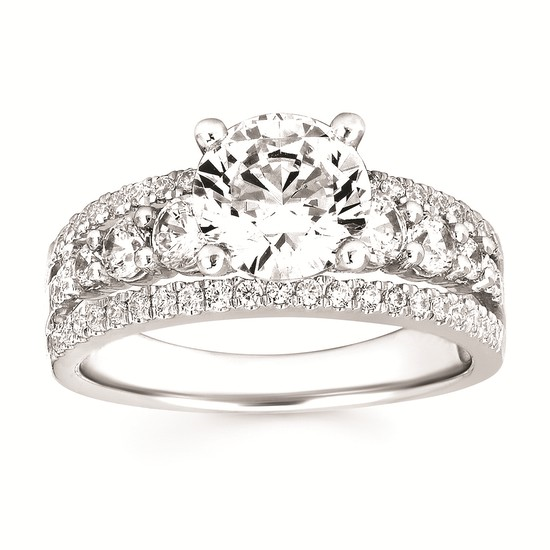 Classic Bridal: 3/4 Ctw. Diamond Semi Mount with 1.50 Ct. Round Center Diamond in 14K Gold