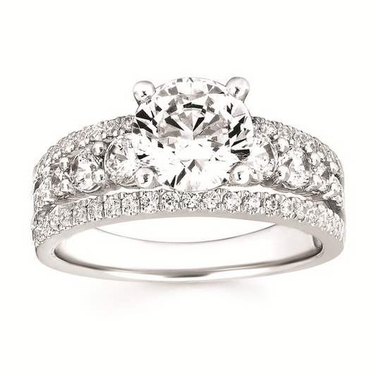 Classic Bridal: 3/4 Ctw. Diamond Semi Mount with 1.50 Ct. Round Center Diamond in 14K Gold